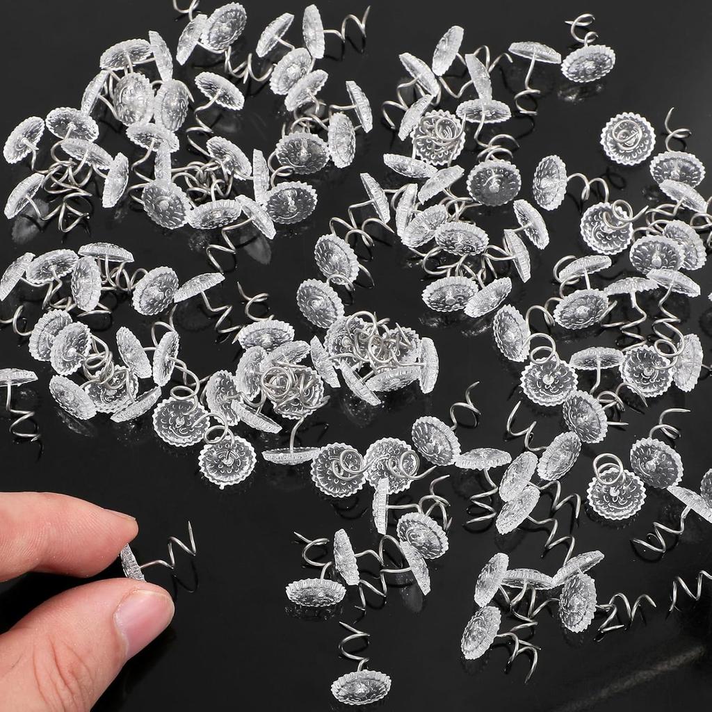 180 pcs Upholstery Tacks Headliner P Clear Heads Twist Pin 0.5 Inches Bed Skirt P No-Slip Fabric Holders for Upholstery Furniture Slipcovers