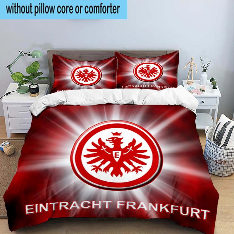 Flaming Heart Frankfurt Emblem 3PCS Bedding set,Ideal for1pc Duvet Cover And 2pcs Pillowcases Perfect for Christmas gift,Ideal for Bedroom, Dormitory