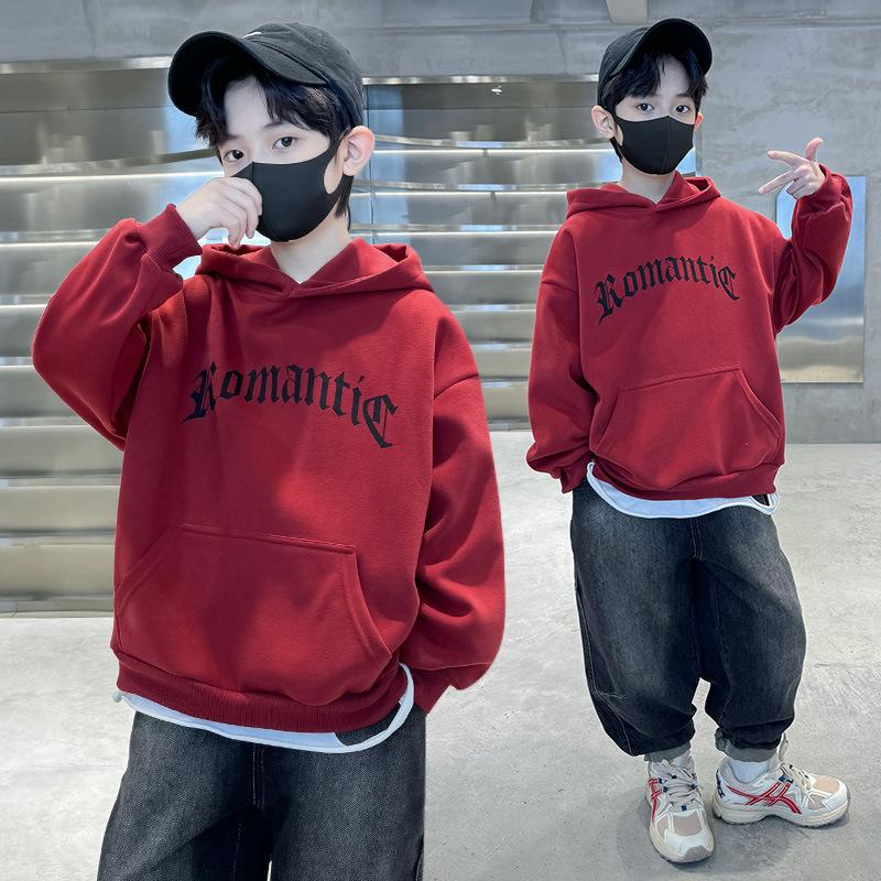 Çocuk Modası Kapüşonlu Sonbahar Erkek Çocuk Günlük Beş Köşeli Yıldız Kapüşonlu