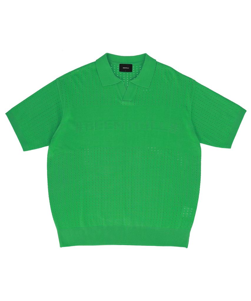 BEENTRILL Short Sleeve Collared Knit (Light Green)