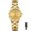 Damen Goldene Analoguhr mit Schlichtem Design, Tagesanzeige, Kalender, 3ATM Wasserdichtigkeit, Edelstahlarmband, Lässiger und Business-Stil -