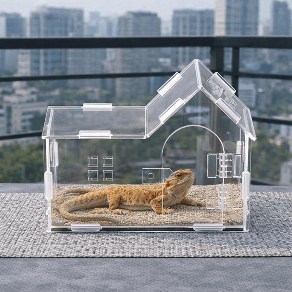 Acrylic Reptile Feeding Box Magnetic Reptile Habitat Box Pet Breeding Container  Breeding