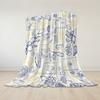 Blue and Yellow Seaside Elements Flannel Blanket Warm Soft Halloween Christmas Couch Warm Cozy Decorative Decor for All Season