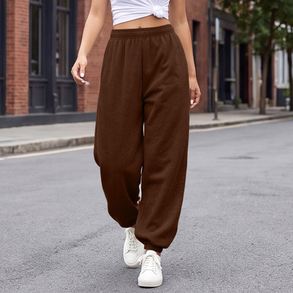 Women's Color Loose Pants Casual Jogger Sweatpants with Tapered