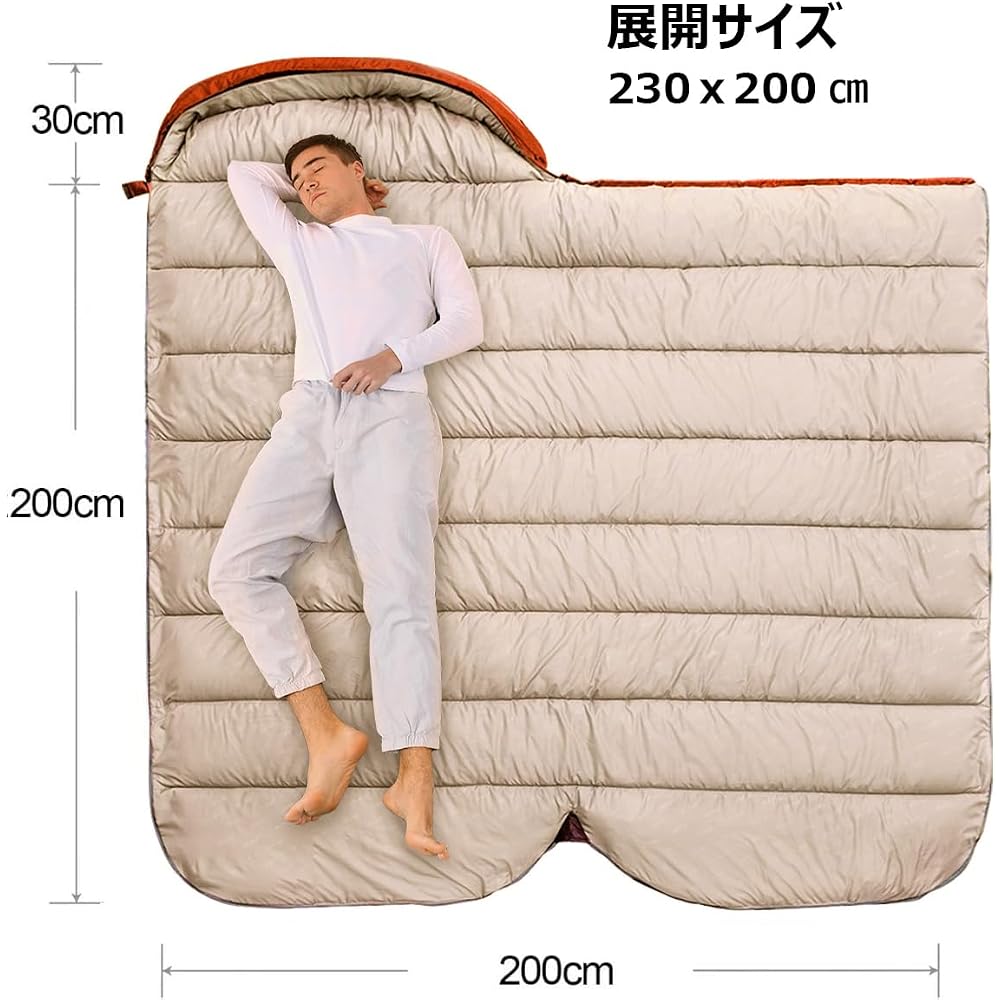 BISINNA Wide Sleeping Bag Envelope Style Washable Waterproof for Camping Outdoor 100cm x 230cm 1.55kg Comfortable Temperature 15°C