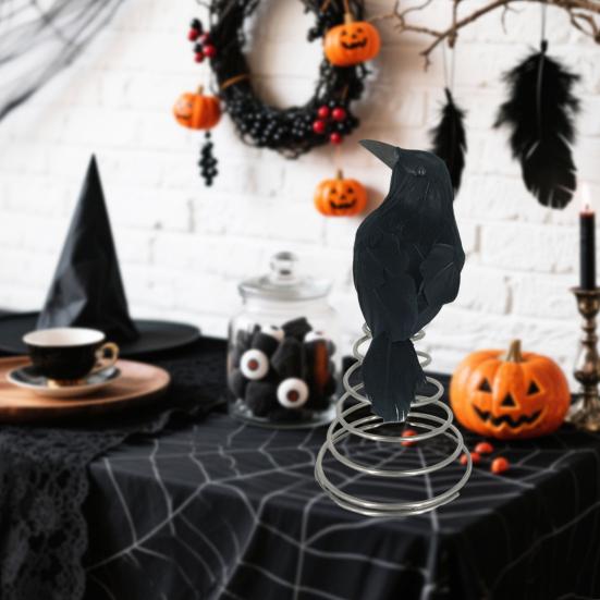 Halloween Crow Tree Topper Spooky Treetop Ornament Realistic Feathered Crow Decoration for Party Supplies Halloween Tree Decor
