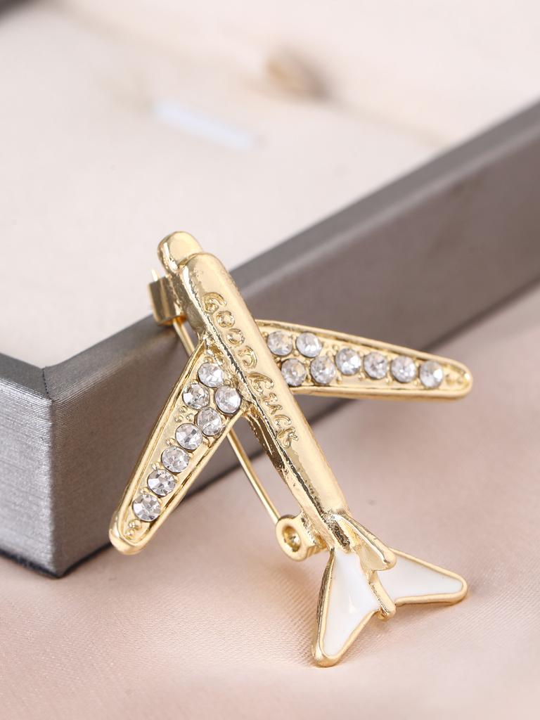 High end personalized diamond studded airplane brooch alloy jewelry exquisite brooch suit accessories wholesale