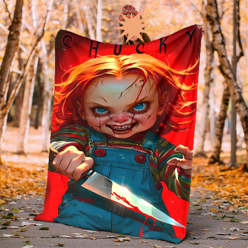 Chucky Flannel Blanket Soft Warm All-Season Throw, Design for Camping, Car Travel, Hiking Sofa, Bed, Office Perfect Gift for Parties