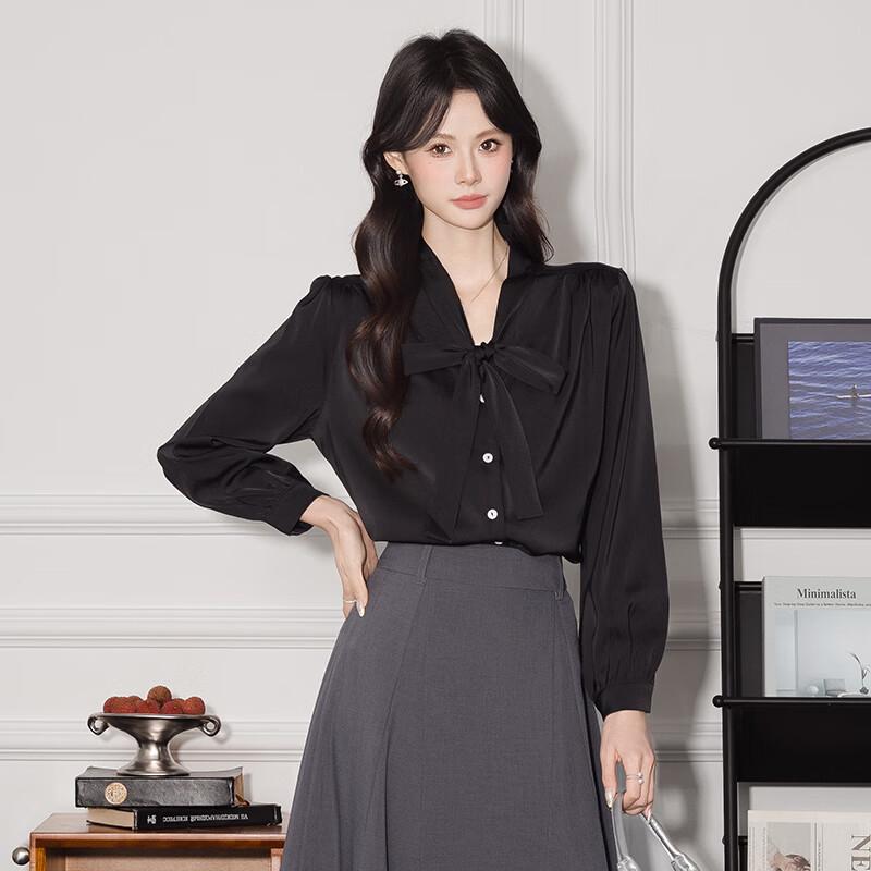 Elegant Satin V-Neck Blouse for Women L