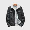 Men's Korean Style Thickened Retro Denim Jacket with Plus Velvet