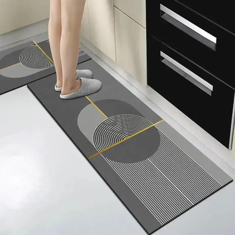 Kitchen Rugs Non-slip Waterproof Floor Mat Oil-proof Pvc Carpet Home Decoration Anti-slip Leather Rug  Alfombra De Cocina 