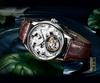 Swiss 18k Gold Tourbillon Men's Automatic Skeleton Watch with Leather Strap