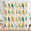 2Pcs,2D Plane Printing Curtains&Window Treatment Colorful Birds On Branches Polyester (Without Rod) Outdoor Decorations Ldeal