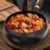 Traditional Cast Iron Wok With Wooden Handle Deep Belly Pot For Stir-Fry Stew Artisan Crafted Cookware Wooden Lid