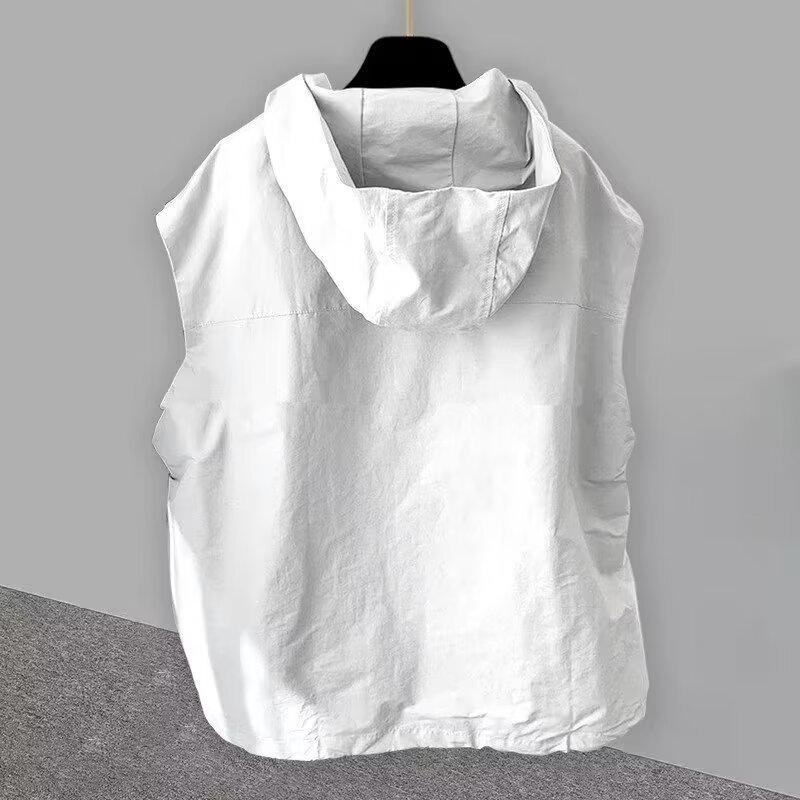 

Мужской жилет без рукавов в японском стиле в стиле ретро 2025 года — модный, свободный крой для лета M белый