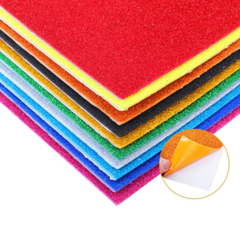 10Pcs Sparkling Metallic Sponge Cardstock 2mm Thickness Shimmering Adhesive Craft Paper for Scrapbooking Art Craft