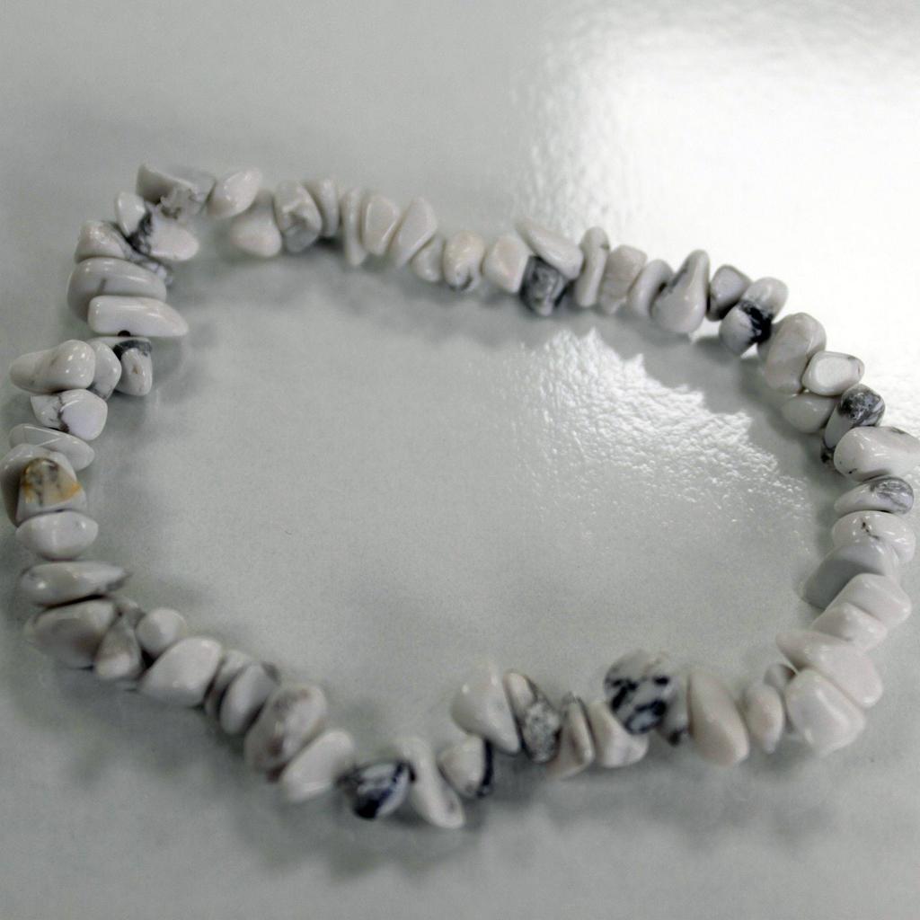 White Jasper Gemstone Chip Bead Stretch Bracelet