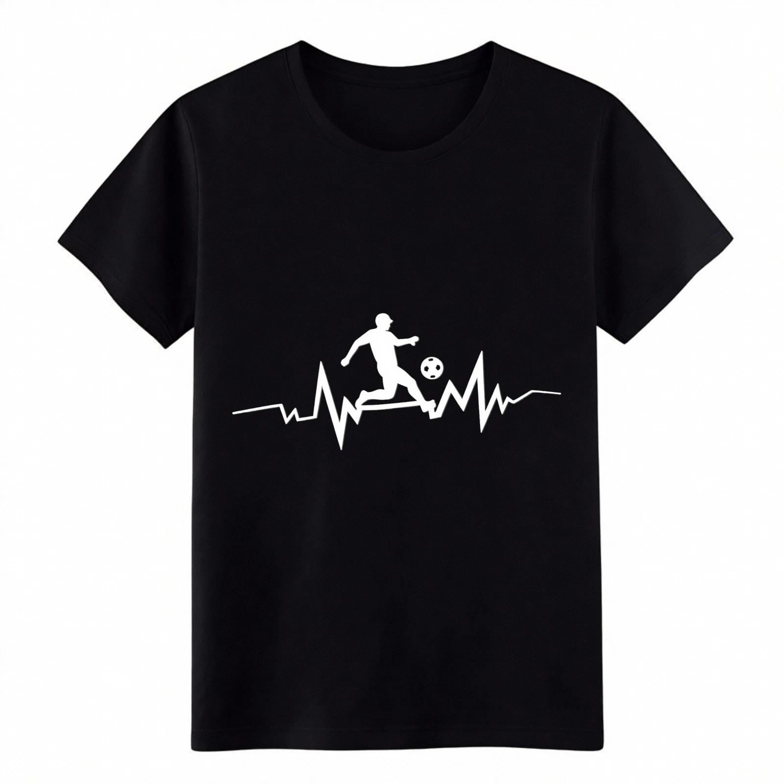 

Minimalist Soccer Heartbeat T-Shirt Football Player Silhouette Sports Tee XL