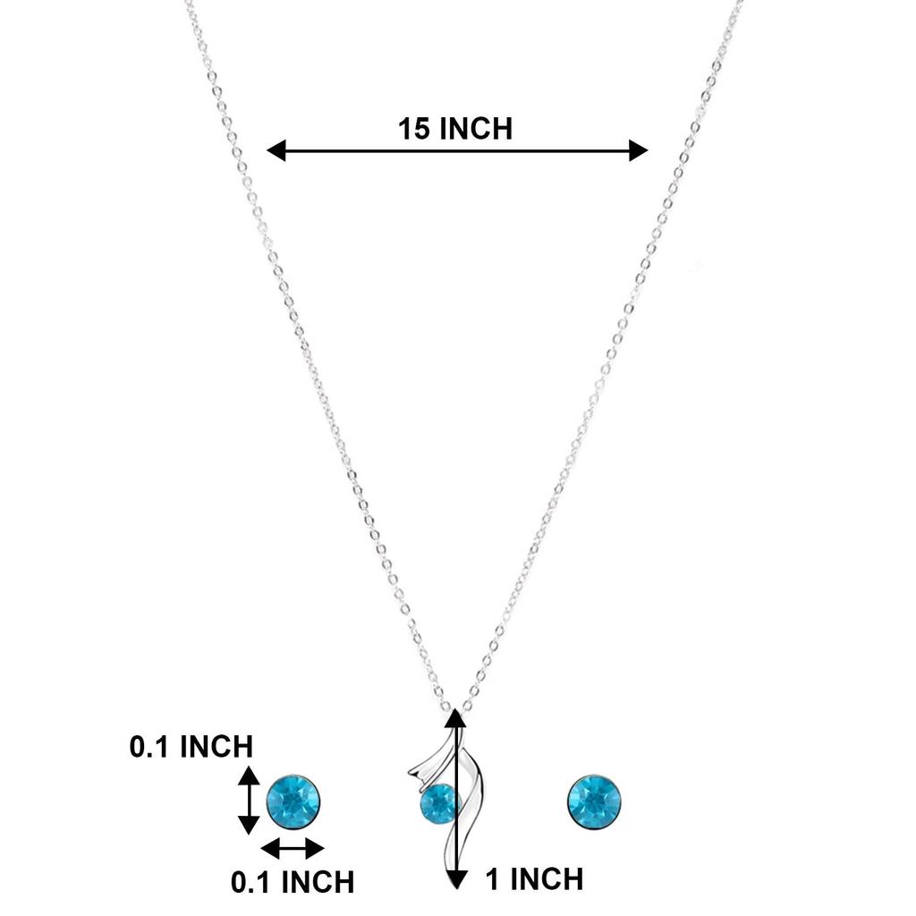 Peora Silver Cubic Zircon Pendant & Earrings Jewellery Set for Women & Girls