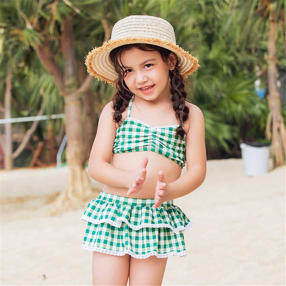 Buy Maillotder Ruffle Bikini Girls Plaid Swimsuit Children