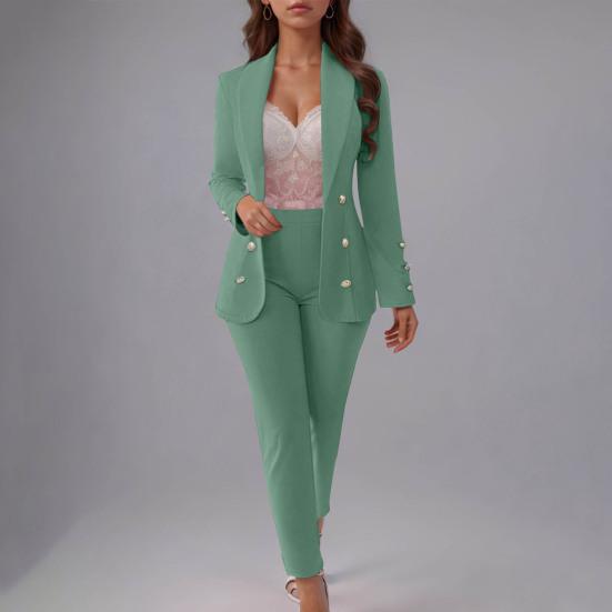 Dámský kalhotový kostým Set dvouřadé sako 2 kusy Businessový outfit Dámský kancelářský pracovní sako a kalhoty set