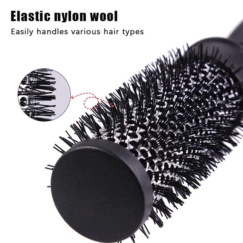 Runder Lockenwickler Kamm Haarstyling Nylonbürste Thermisches Aluminiumrohr Bürstenkopf für Frau Mann Haare föhnen und trocknen