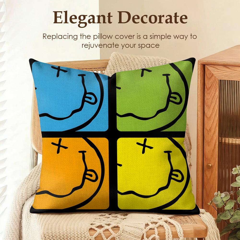 

Band NNirvana Cushion Cover Natural Linen Organic Fabric DoubleSided Printing Sofa Home Decor Gift Pillow Case 30x30cm