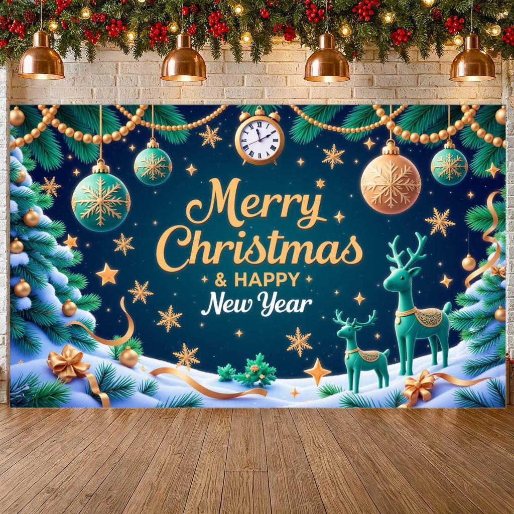 Christmas Decoration Banner Holiday Christmas Party Banner Merry Christmas Banner Gold Lettering For Holiday Gathering Home