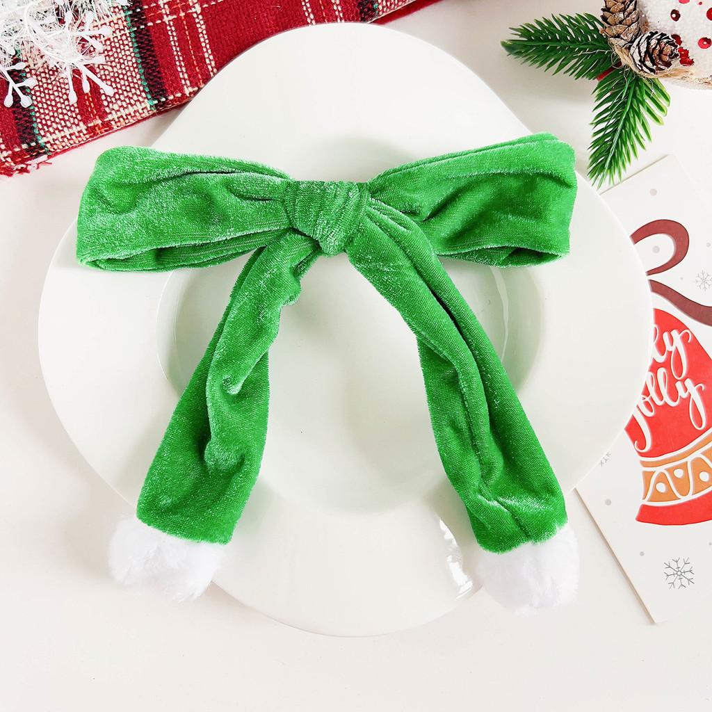 Sparkling Red Sequin Bow Hair Ties Spring Clip With Plush White Trim Cute & Sweet Velvet Scrunchies For Women And Girls Perfect Christmas Gift