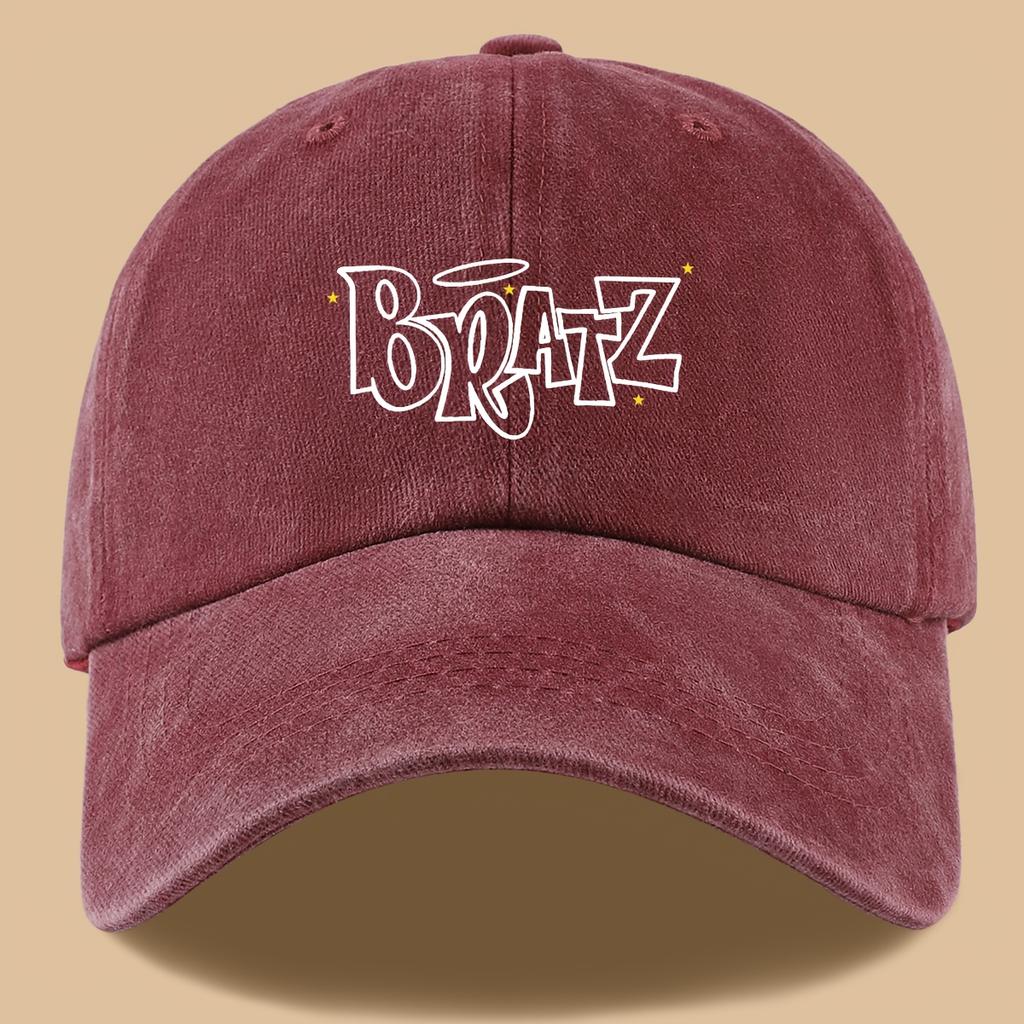 1pc BRATZ Print Trucker Hat  Vintage Washed Baseball Cap with Bratz Breathable Adjustable Unisex Outdoor Hat for
