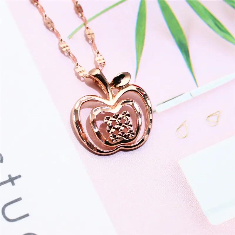 Klassische glänzende Apple Halskette für Frauen Mode Hohl Handwerk Exquisit Kupferplattiertes Roségold Party Zirkon