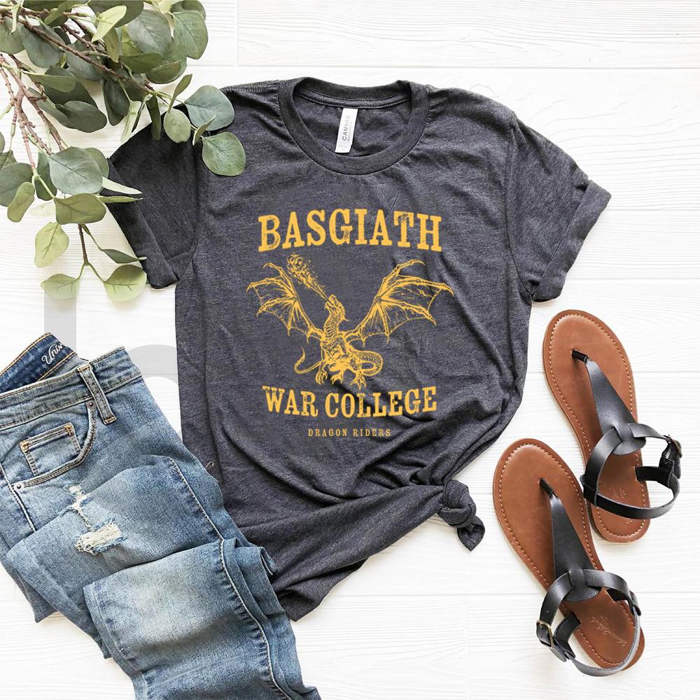 Basgiath War College Shirt Fourth Wing RoUnisextasy Fantasy YA Dark Academia Books TShirt Violet Sorrengail Xaden Riorson Tops