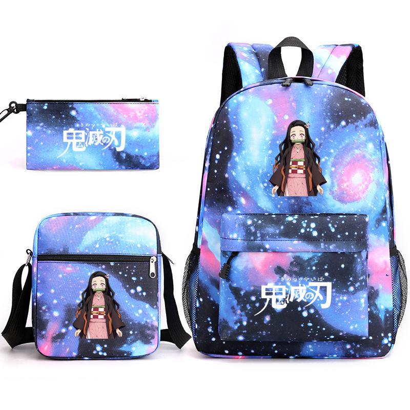 Anime Ghost Destroyer Blade Three-piece School Bag Small Shoulder Pencil Bag Primary and Secondary School Students Backpack