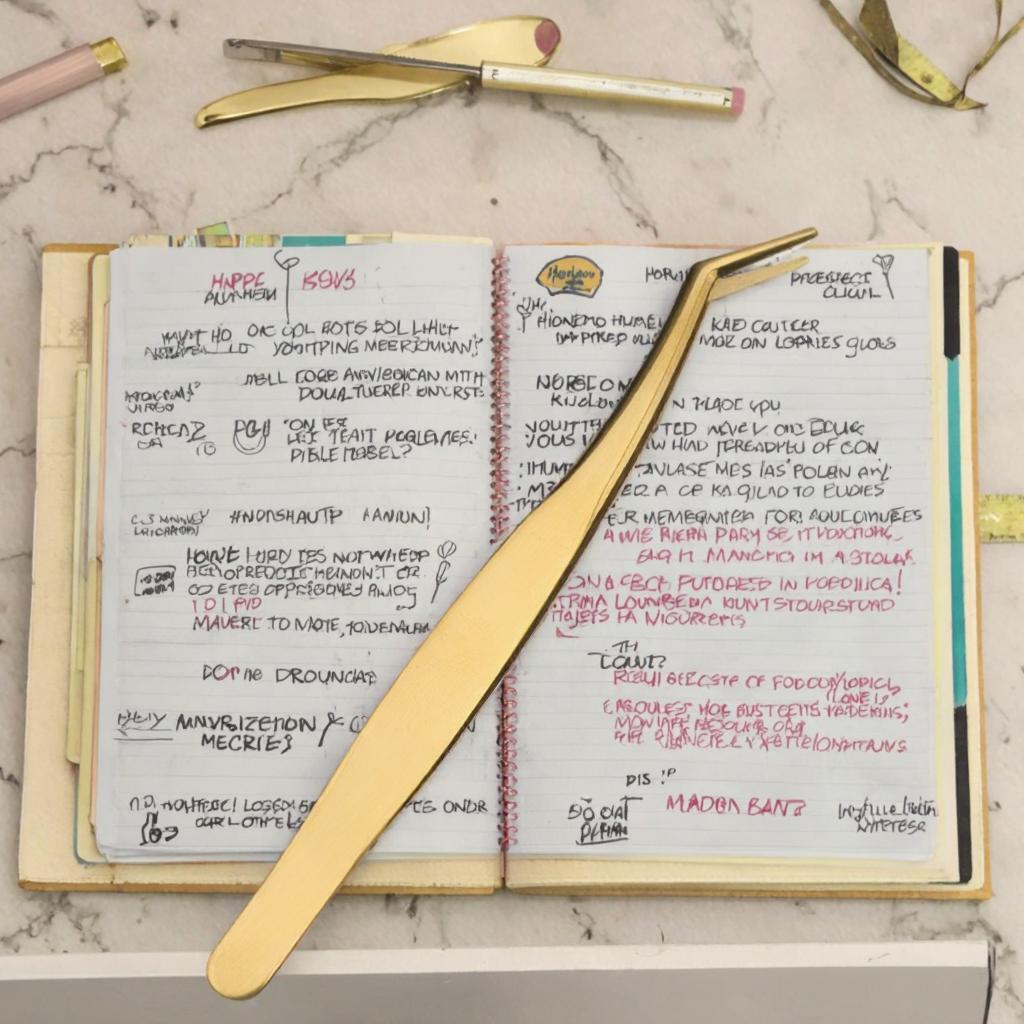 New Design Rose Gold Slanted Tip Eyelash Clip and Eyebrow Comb Tweezers Stainless Steel Beauty Tools