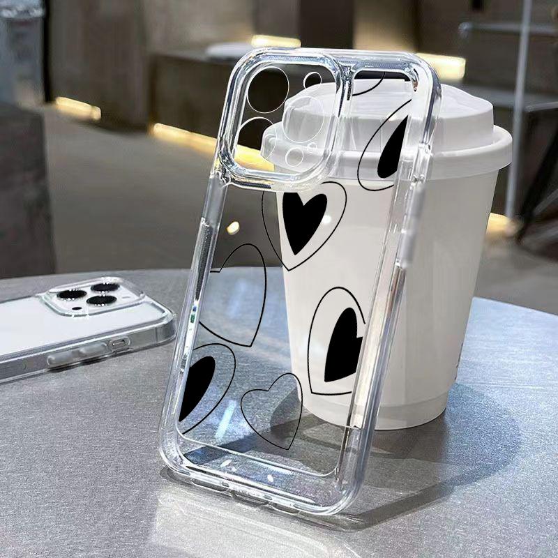 Transparent White Love Love Case For Samsung Galaxy S26 S25 S24 Ultra S23 FE S22 Plus S21 A56 A53 A34 A54 A35 A55 A16 Soft Cover