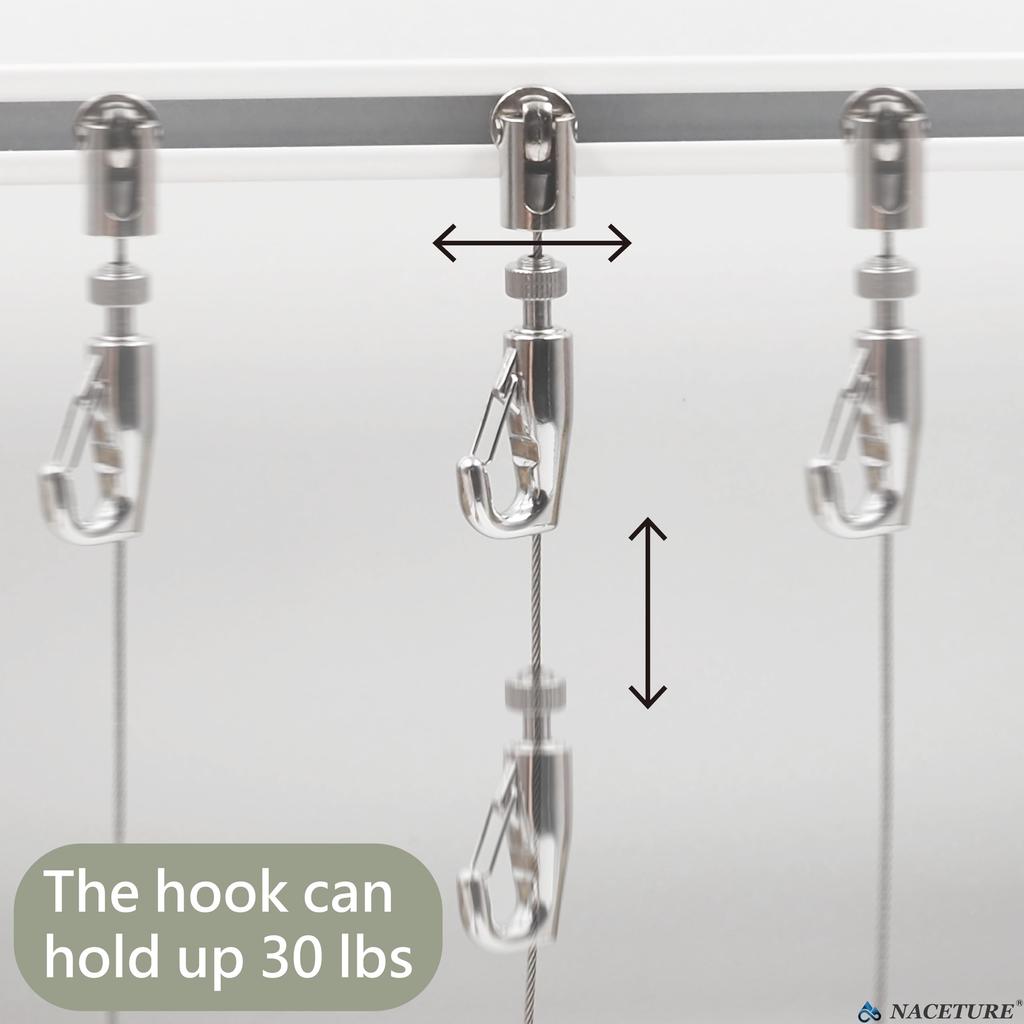Picture Rail Wall Mounting System (Square Type) – Art Display Rail Set (60cm x 4, 2m Wire Hooks x 4, Mounting Brackets, and Track Caps Included) (4)