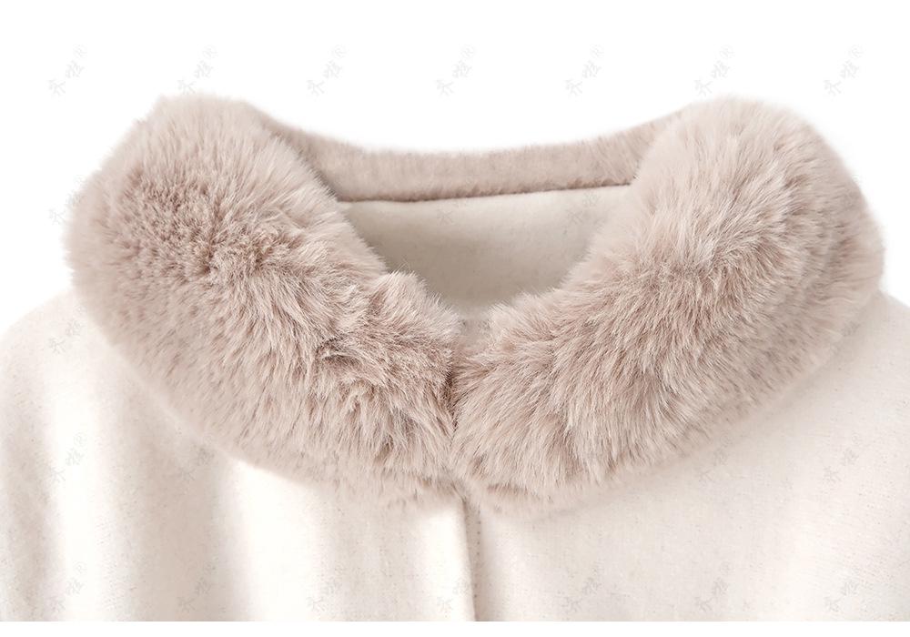Women's Fox Fur Collar Wool Cape - Lace-up, Plus Size, Autumn/Winter Shawl.
