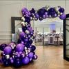70pcs 10 Inch  Dark Purple Black Metal Silver Latex Balloons with Purple Confetti for Weddings Birthday Graduation Party Decara