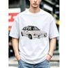 1pc New Style Fun Car Print Unisex T Shirt White Casual Wear Gift for Car Enthusiasts Cotton Fashionable And Versatile Daily Streetwear Short Sleeve