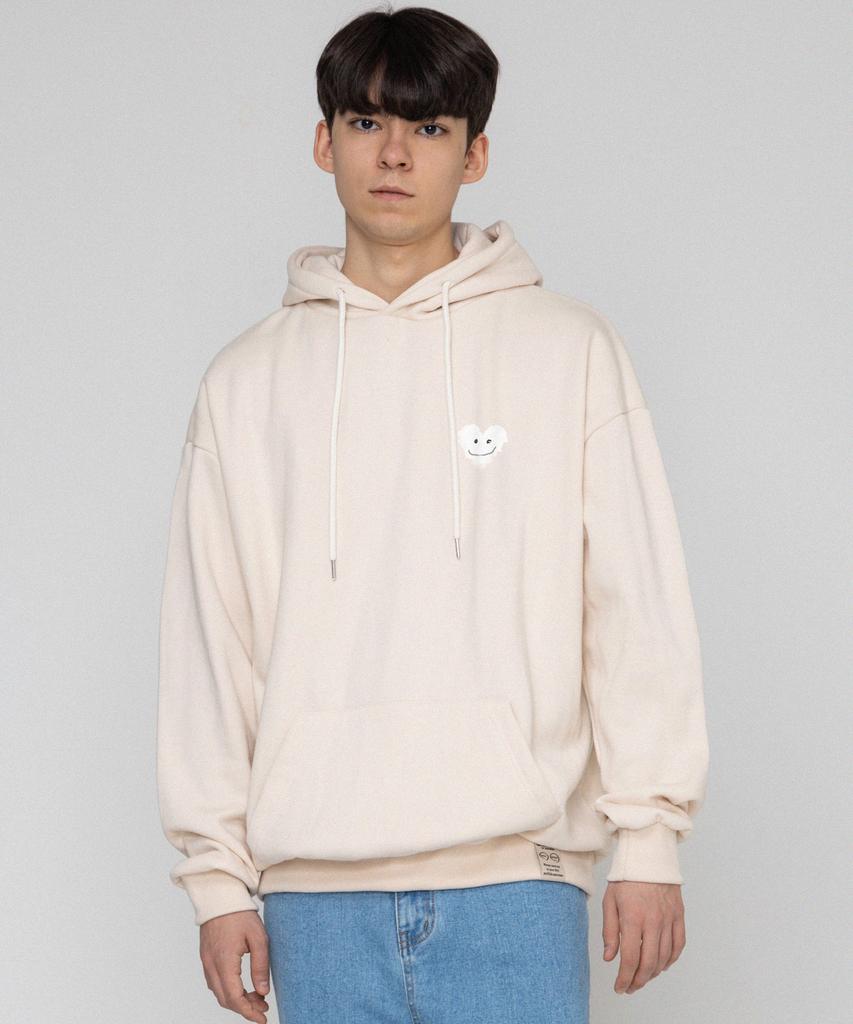 [Unisex] Small Cloud Heart Smile Hoodie_Cream