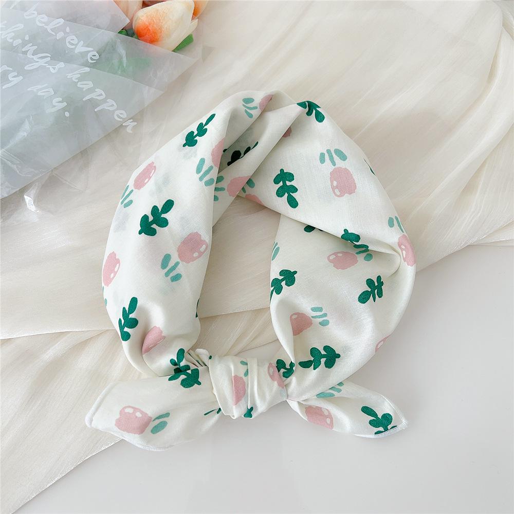 58 Cotton Linen Small Square Silk Scarf for Women - Spring/Autumn/Summer Korean Style Headband & Decorative Scarf