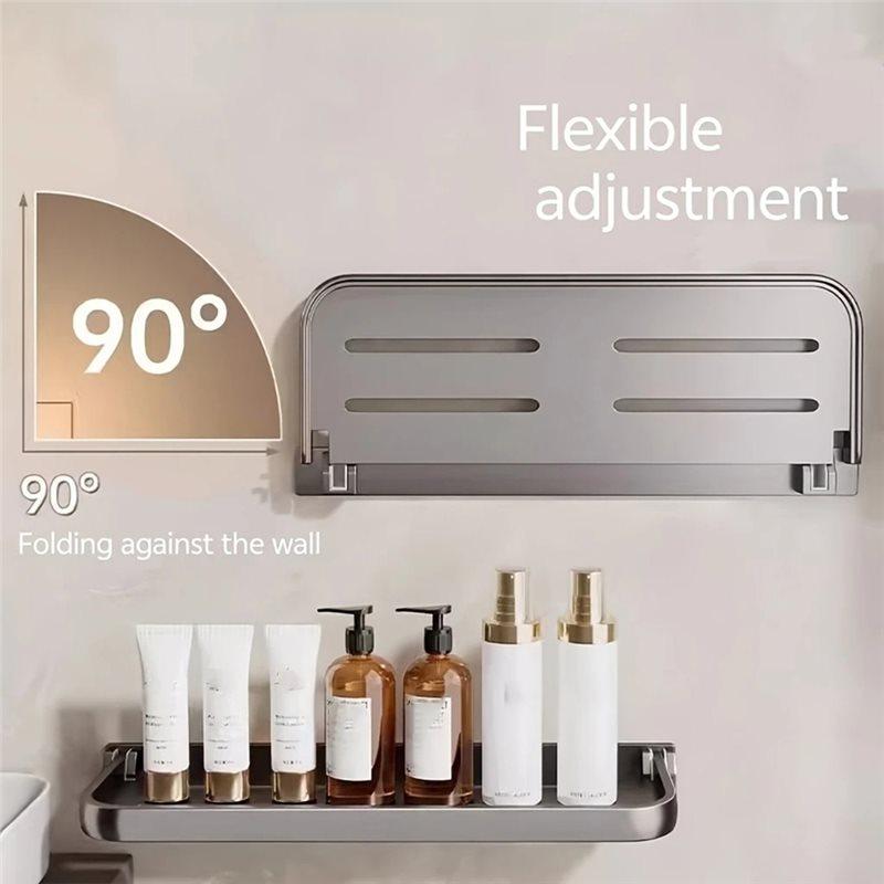 Fresh Aluminum Folding Bathroom Rack Space-Saving Design, Wall Mount Storage Solution Holder
