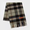 RECLOW EENY CHECK wool 100% MUFFLER OLIVE BROWN