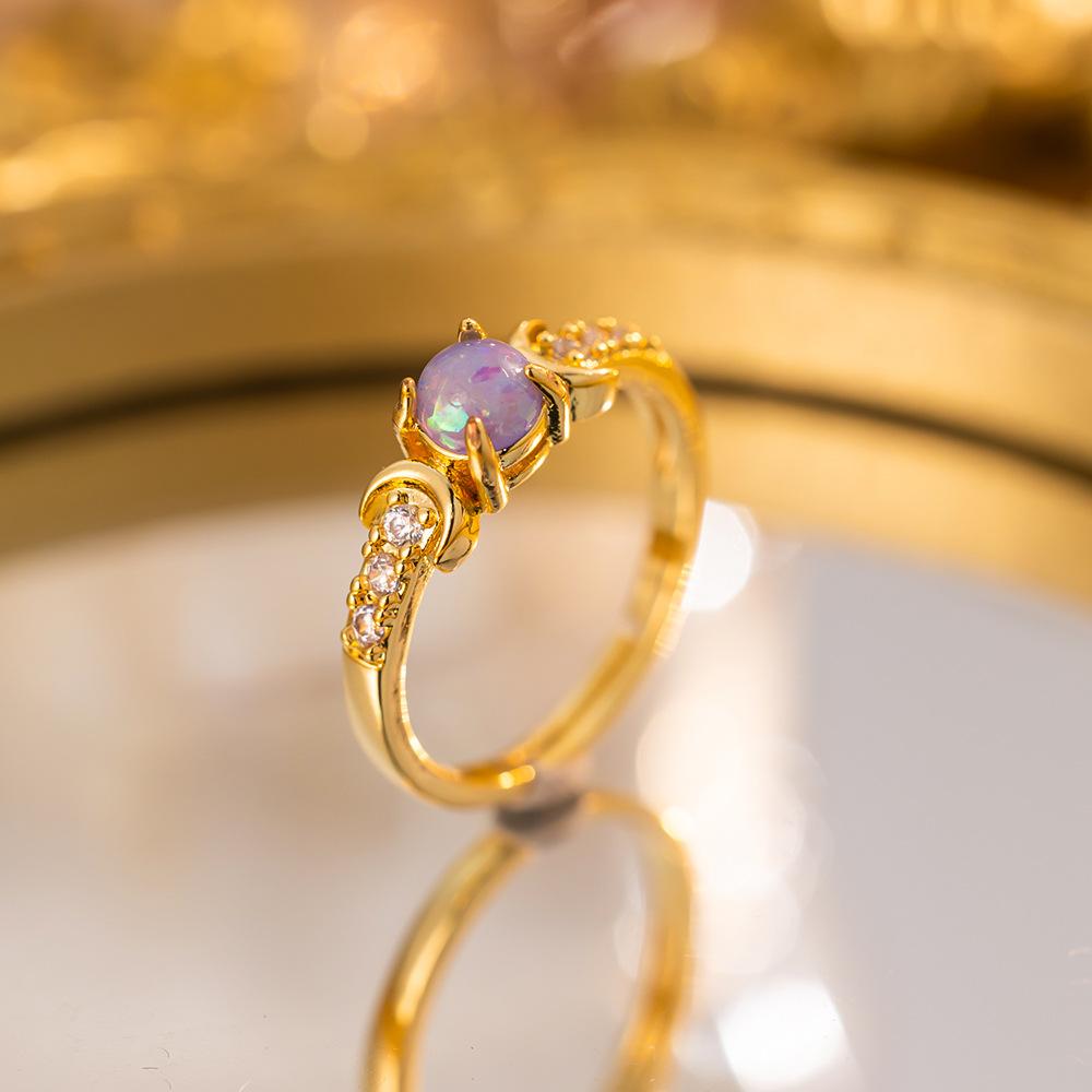 Exquisite super flash zircon ring for girls, light luxury, high-end sense opening adjustable ring, simple real gold electroplating