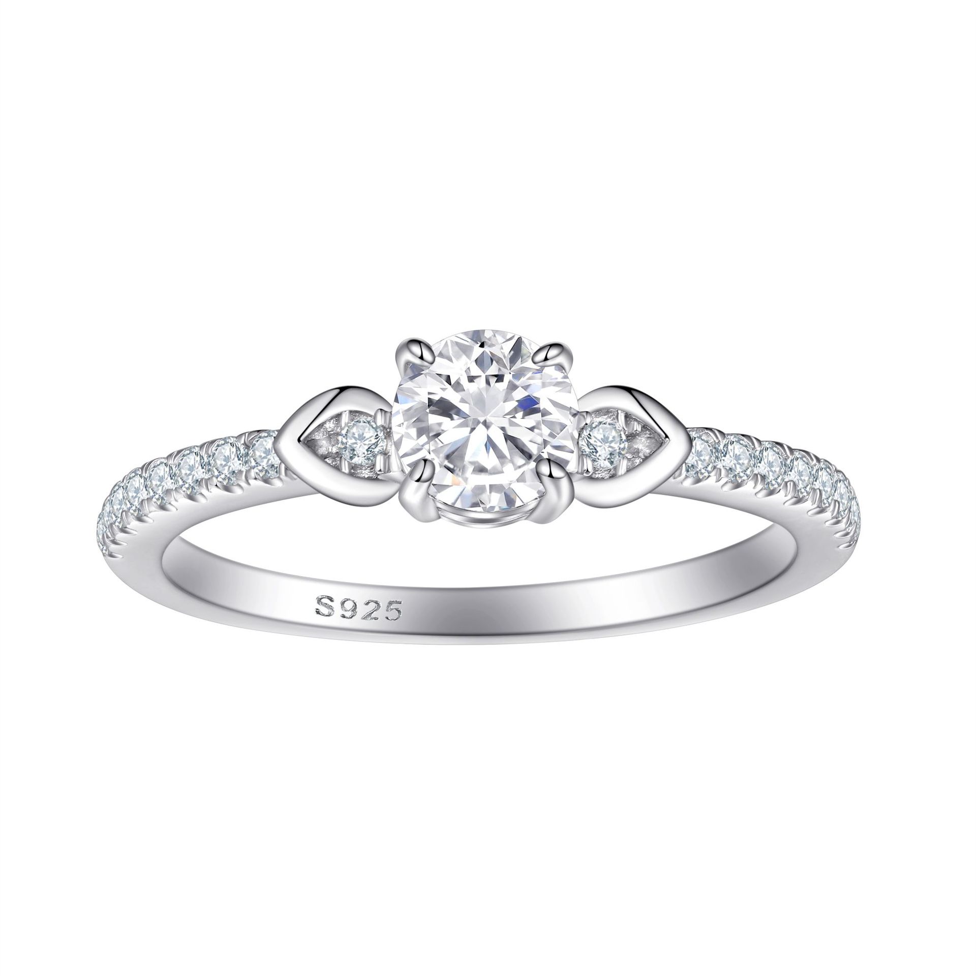

Hot-selling European and American 925 sterling silver jewelry jewelry silver jewelry ring light luxury row diamond zircon women s ring tail ring Us size 5 #