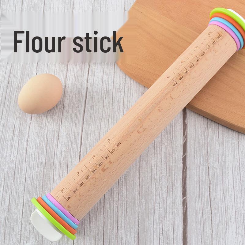 Adjustable Beechwood Rolling Pin with Measurement Scale