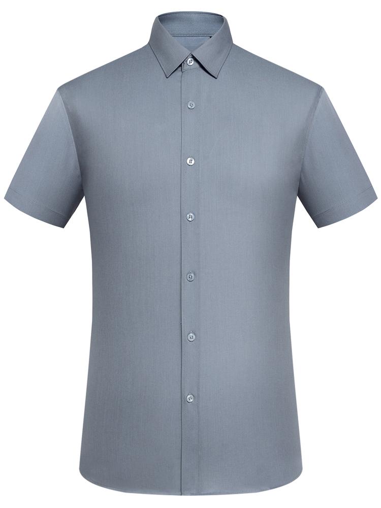 Cămașă de vară casual pentru bărbați, culoare uni, cu nasturi, ușor elastică, cu aspect de mătase, cu mânecă scurtă, cămăși de rochie fără călcare