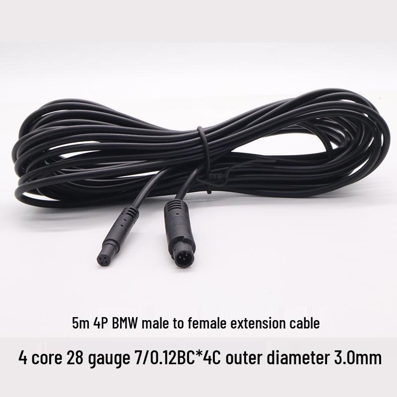 BMW Rearview Camera Extension Cable for 4-pin, 4P5P, 6P, 8-hole Male/Female Connections.