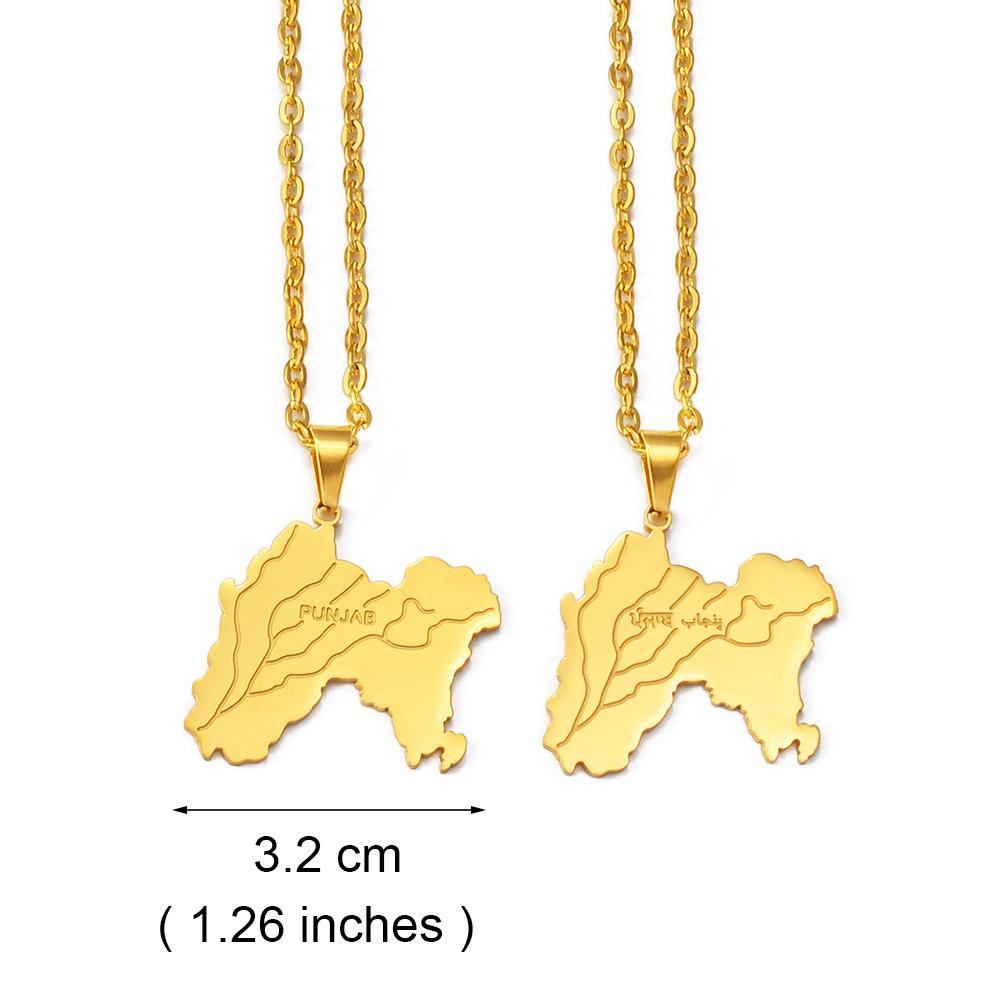 Anniyo 3.2CM Punjab State Pendant Necklace Stainless Steel Jewelry for Women Men #303301