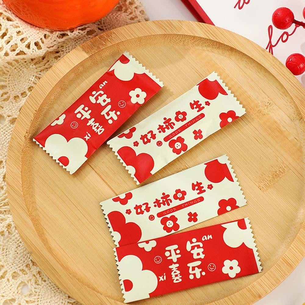 100pcs Handmade Snowflake Crisp Packaging Bag Transparent New Year Sealing Bag Snack